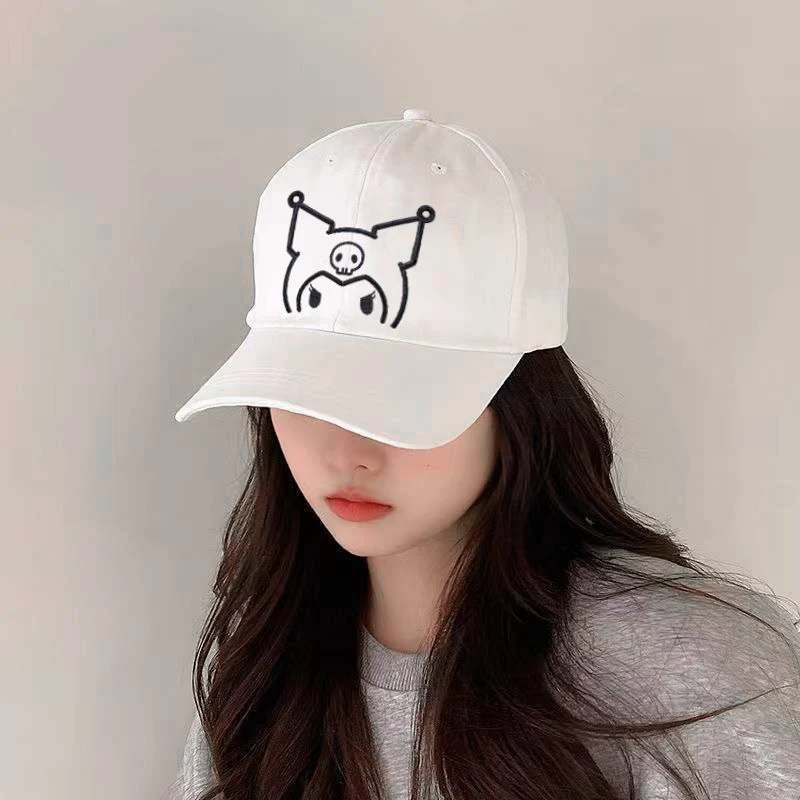 Ruunjoy Wholesale Sanrio White Kuromi Fashion Bucket Hat Girls Summer Sunshade Baseball Hats Sanrio Accessories